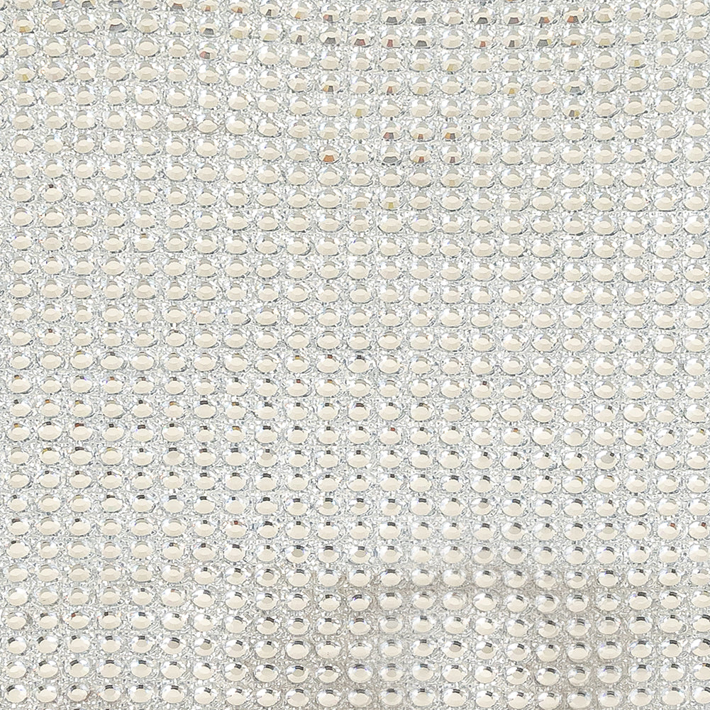 Vintage Metallic Silver and Iridescent Rhinestones Fabric Backed Trim - 6