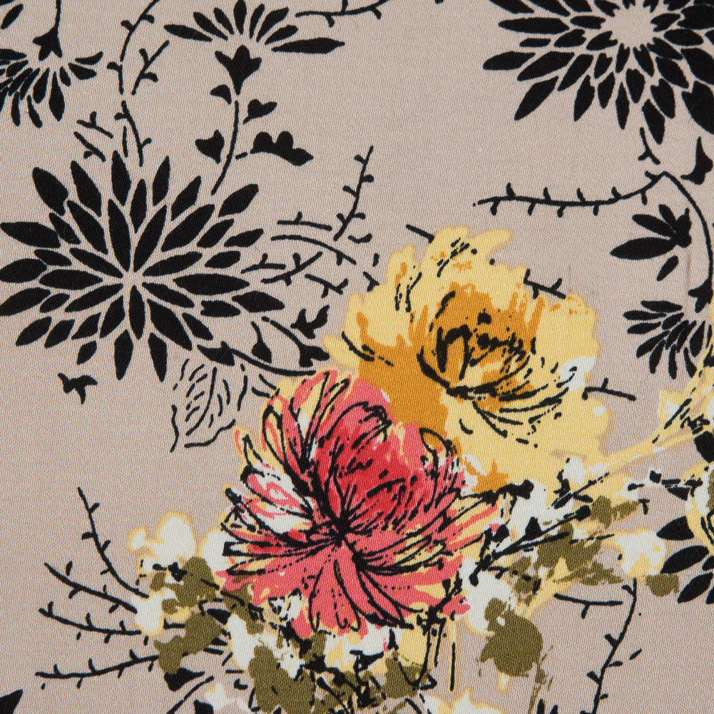 Taupe Floral Stretch Cotton Sateen - Joann Fabrics