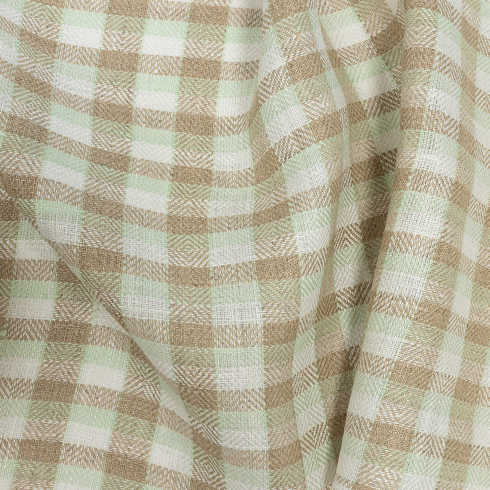 Almost Aqua and Irish Cream Plaid Linen Dobby Jacquard - Joann Fabrics