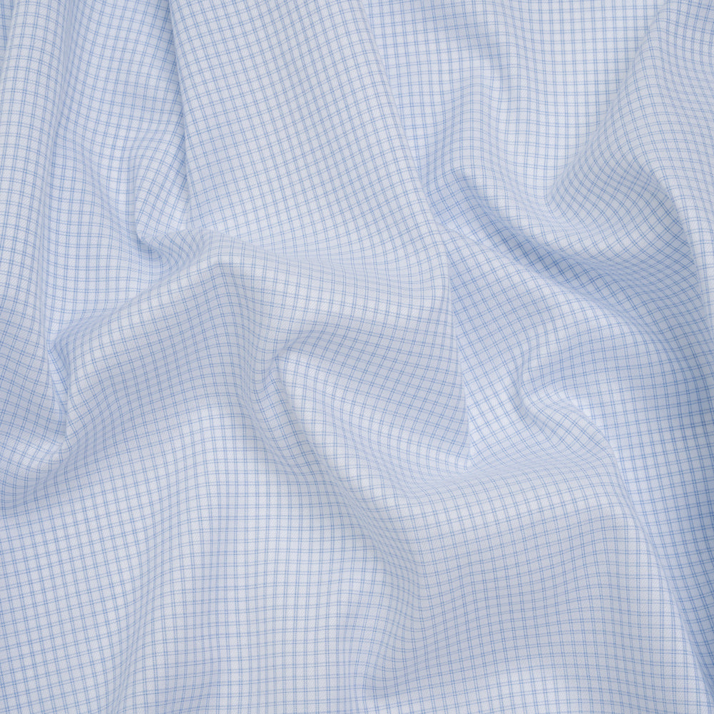 Cotton Twill Shirting - Pale Blue and White Checks - Deadstock - Joann Fabrics