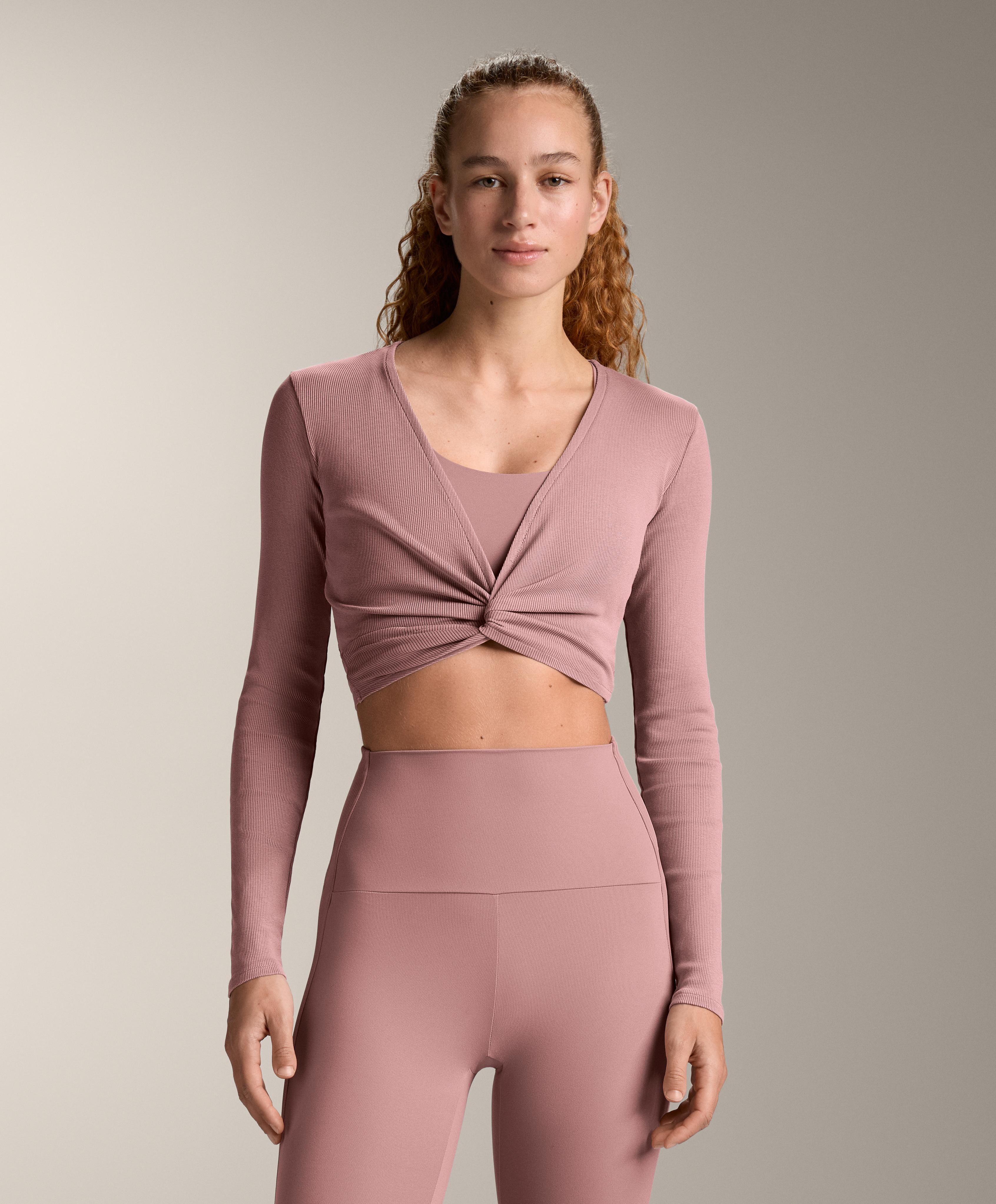 Rib cotton blend wrap top