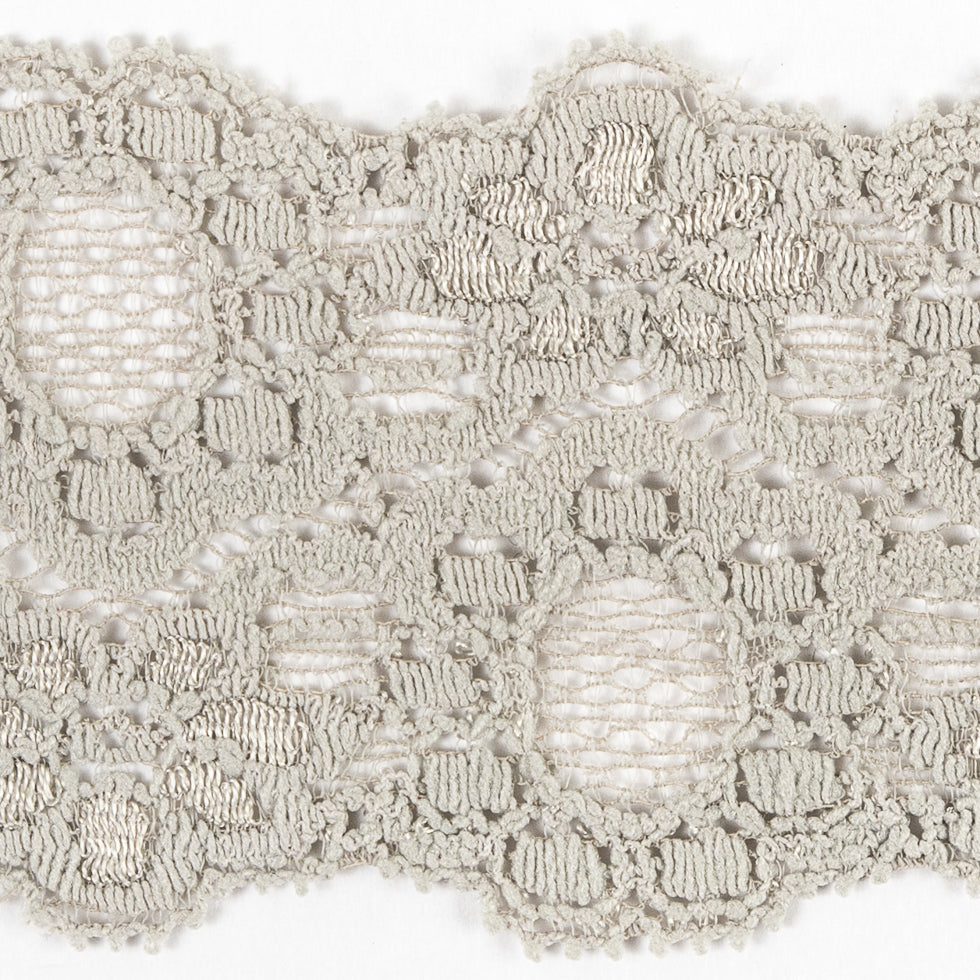 Gray Stretch Lace Trim - 2.25