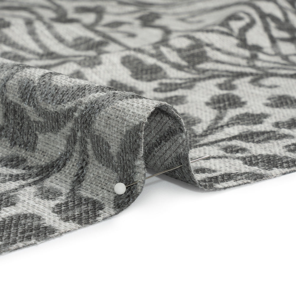Drapery Chenille Jacquard - Silver Leafy Vines - British Imported - Joann Fabrics