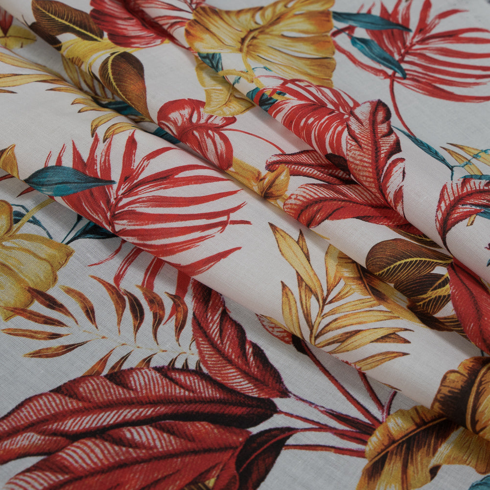 Cotton Voile - Red and Yellow Leaves - Vishnu's Tenacity Print - Mood Exclusive Surya Collection - Joann Fabrics