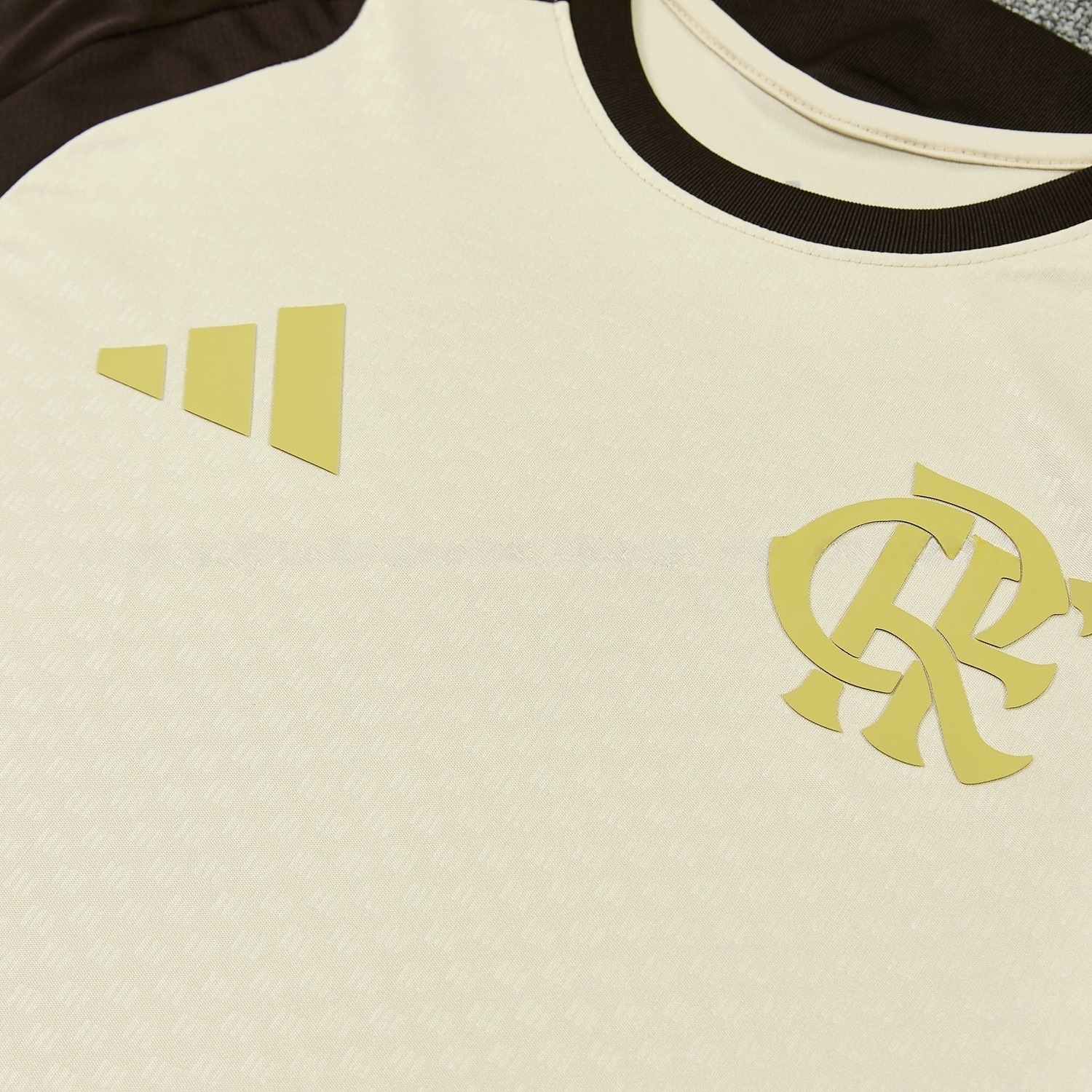 Flamengo 26-27 Short-Sleeve Training Set - Beige Top & Brown Shorts - UnitedFutballJersey