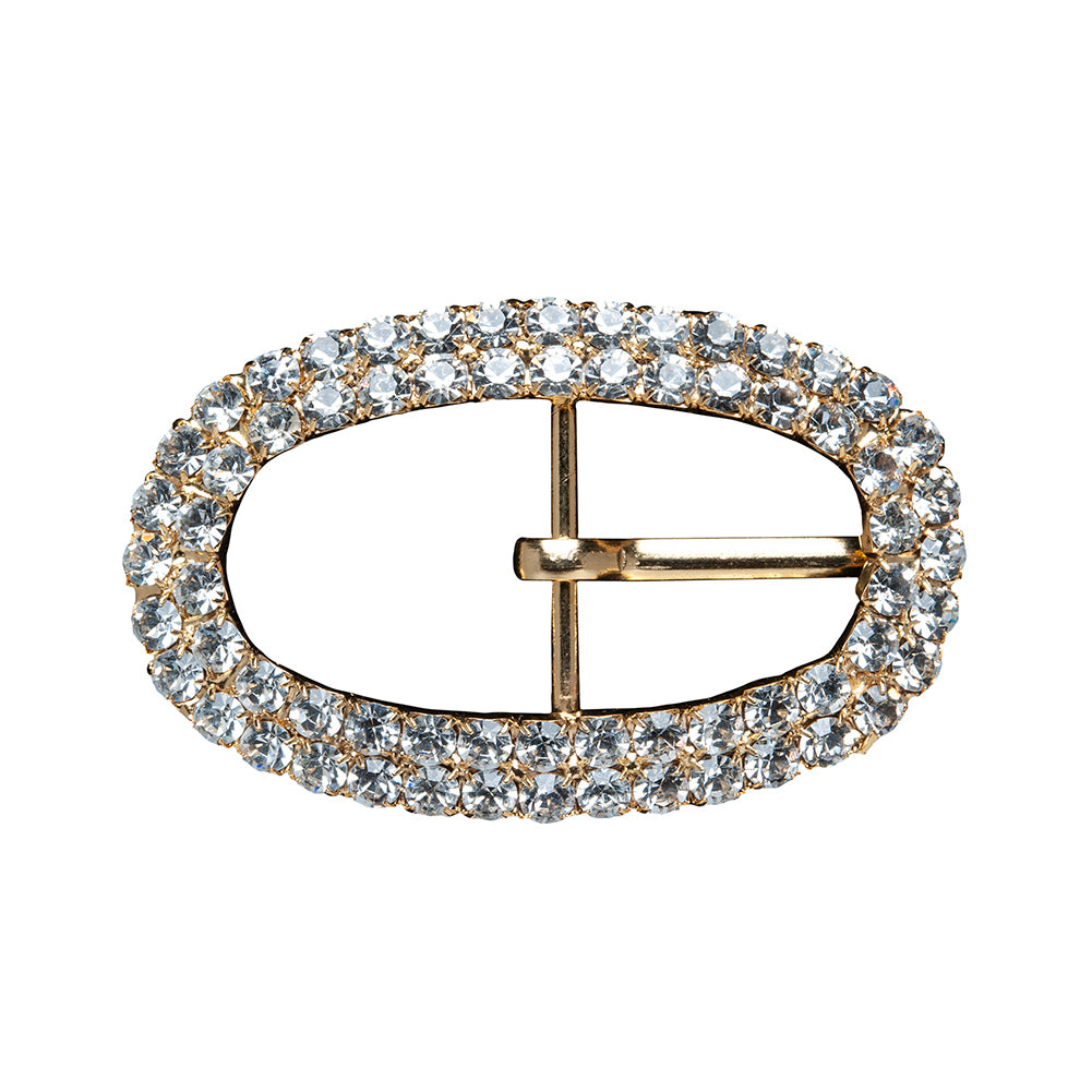 Swarovski Crystal and Gold Oval Rhinestone Buckle - 1.625