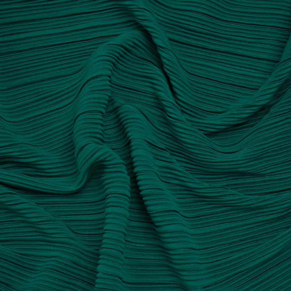 Fine Pleated Polyester Interlock Knit - Teal - Designer Deadstock - Joann Fabrics