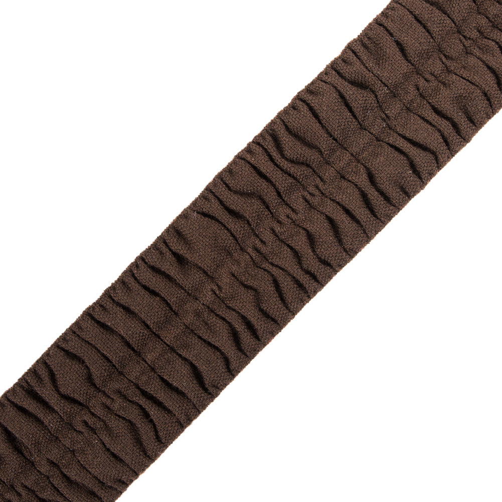 Italian Dark Brown Ruched Stretch Wool Trimming - 2.375