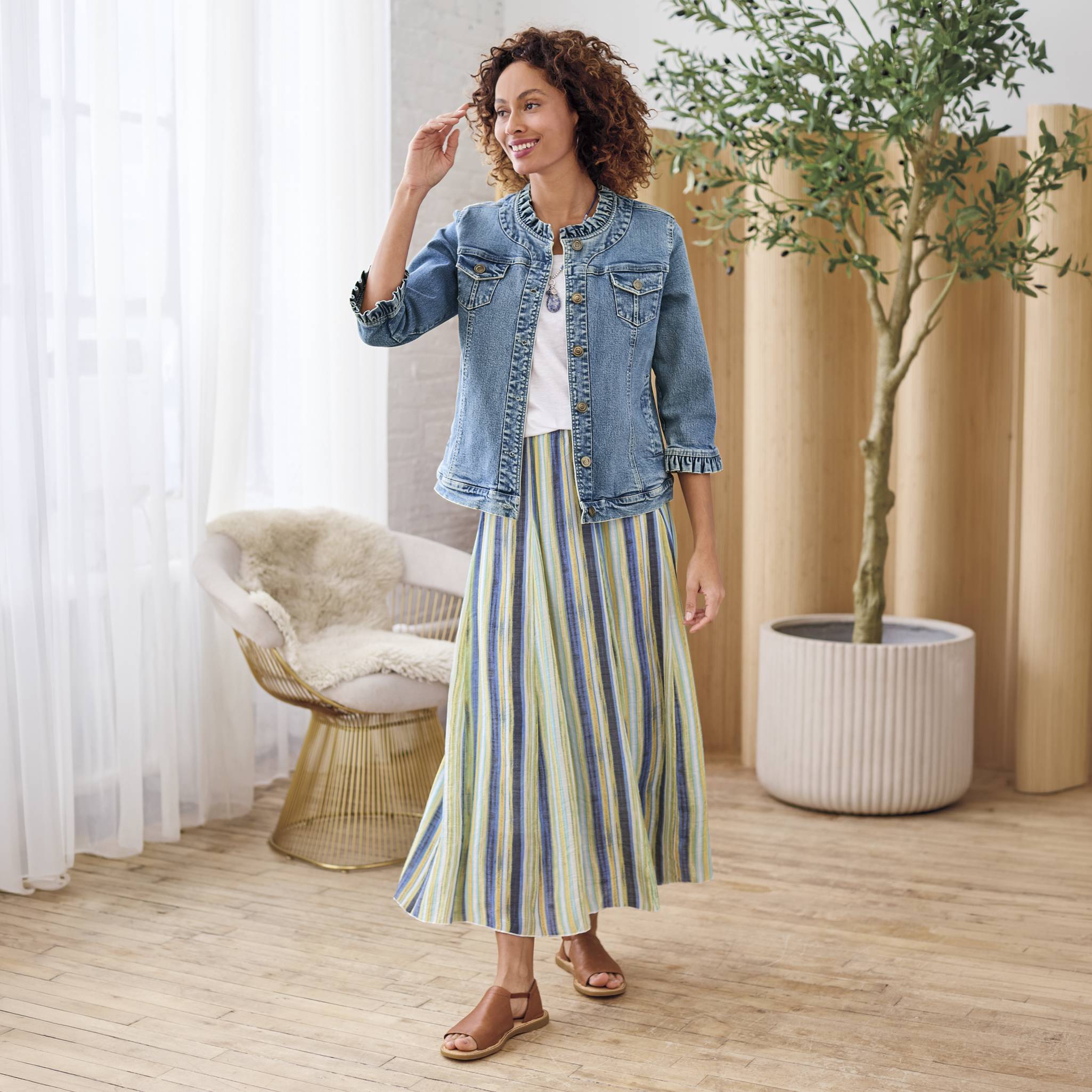 Ruffle Trimmed Denim Jacket - Northstyle Catalog