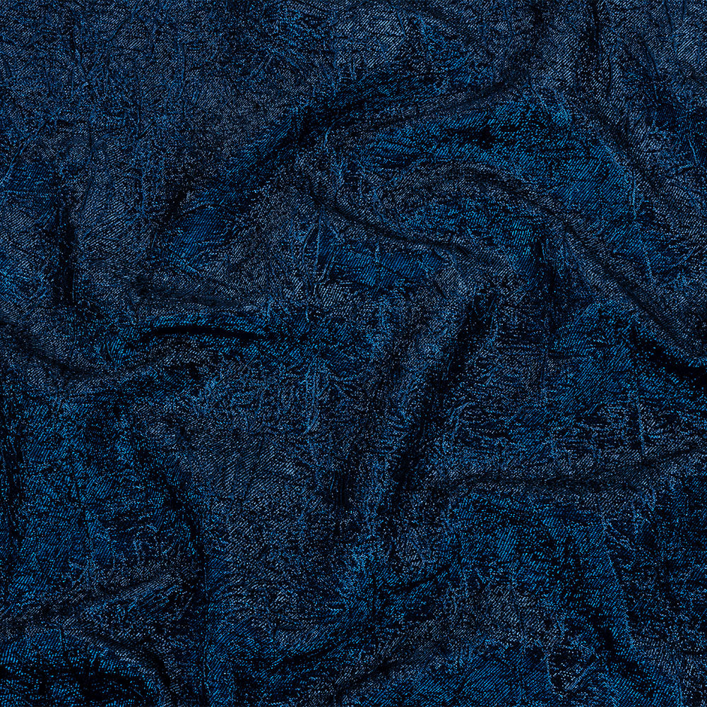 Astrolabe Metallic Navy and Royal Blue Crinkled Luxury Brocade with Black Backing - Joann Fabrics
