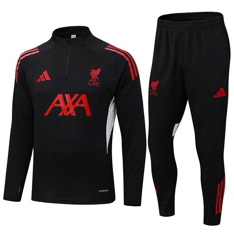 2025-2026 Liverpool Half-Pull Training Suit Black Jersey 1:1 Thai Quality Set