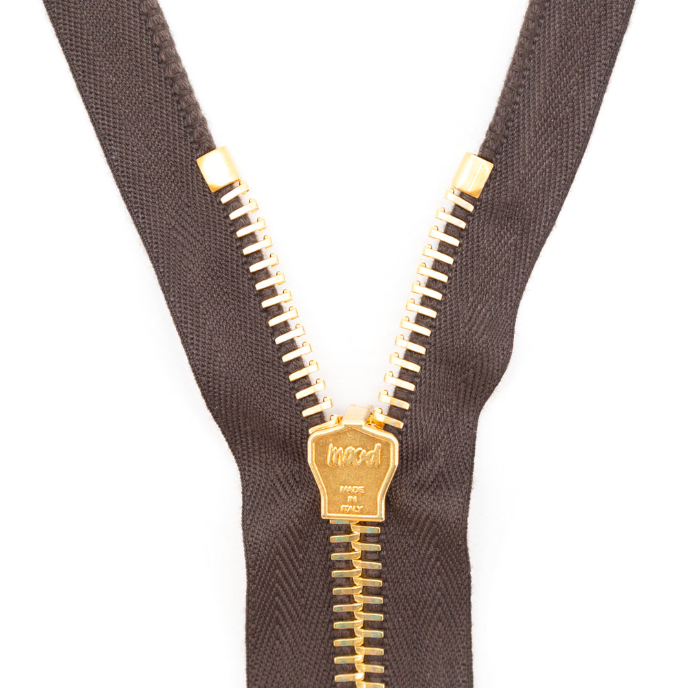 Mood Exclusive Italian Brown and Gold T8 Closed End Metal Zipper - 9