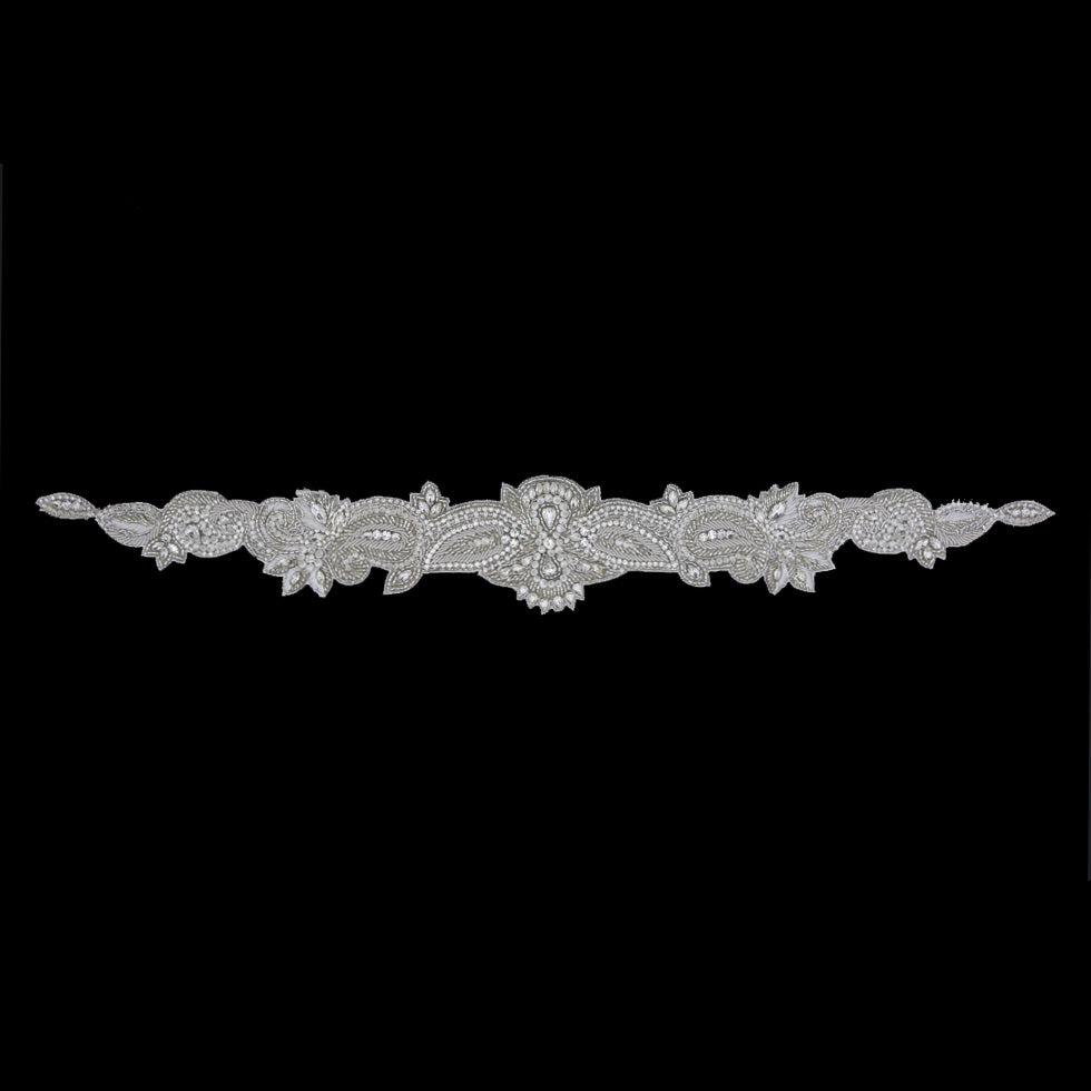 Silver/White Beaded Rhinestone Neck Applique - Joann Fabrics