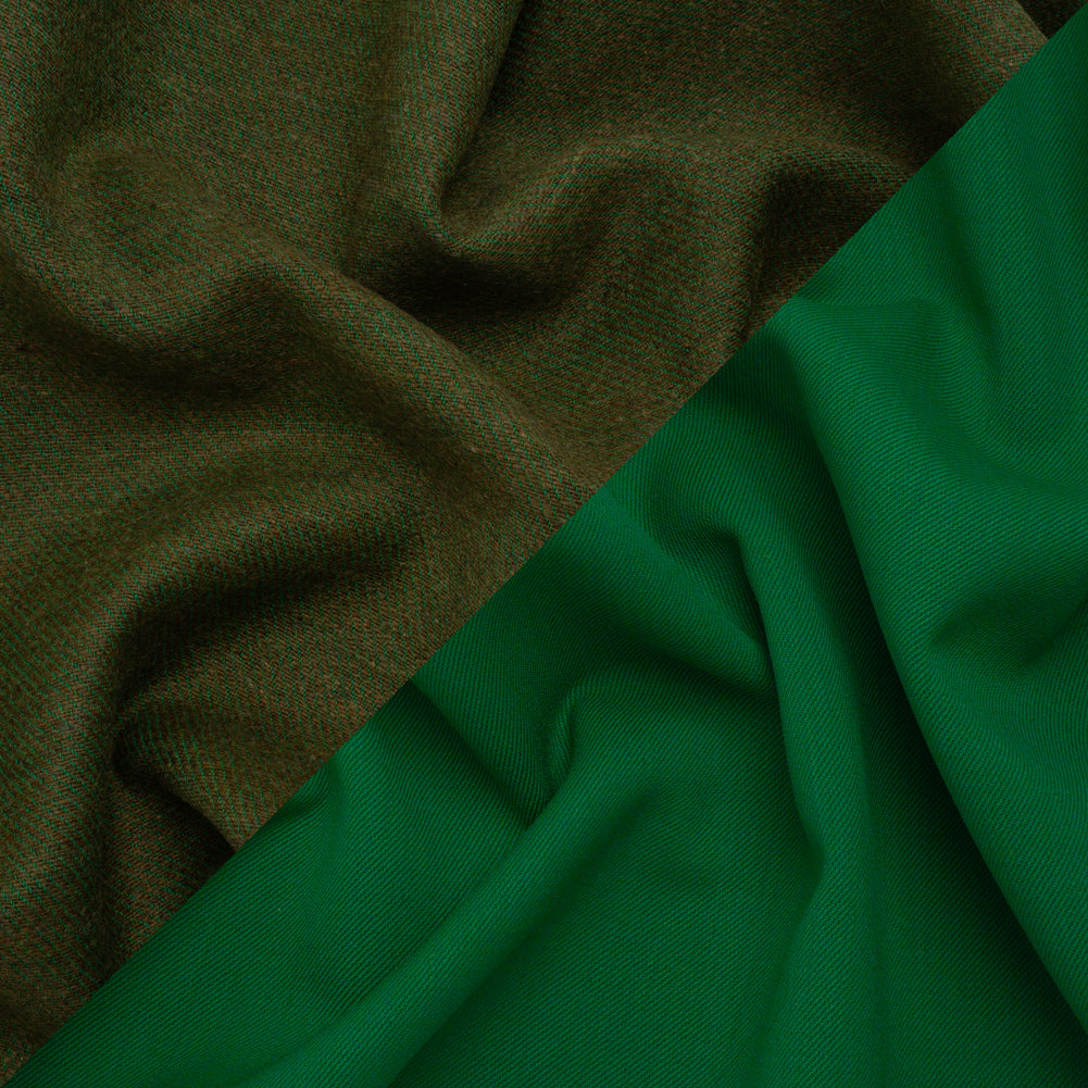 Stretch Blended Virgin Wool and Recycled Polyester Twill Coating - Green Tweed - Famous Australian Designer Deadstock - Joann Fabrics