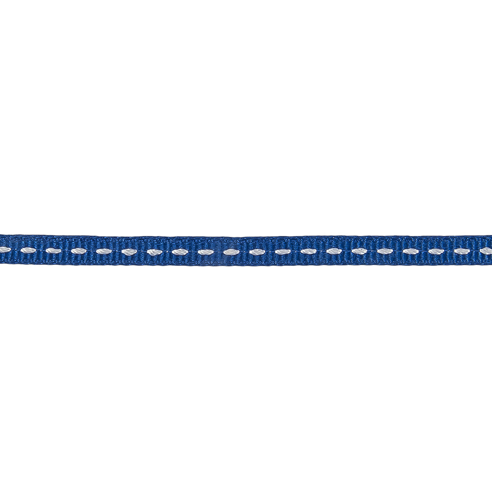Royal Blue Grosgrain Ribbon with Lucent White Stitching - 0.25
