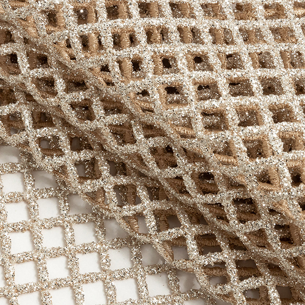 Guipure Lace with Glitter - Champagne Diamonds - Joann Fabrics
