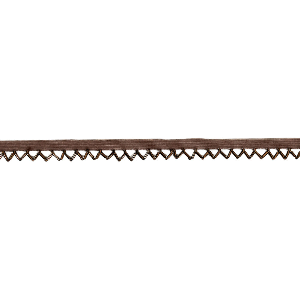 Vintage Bronze and Brown Scalloped Beaded Fringe Trim - 0.5