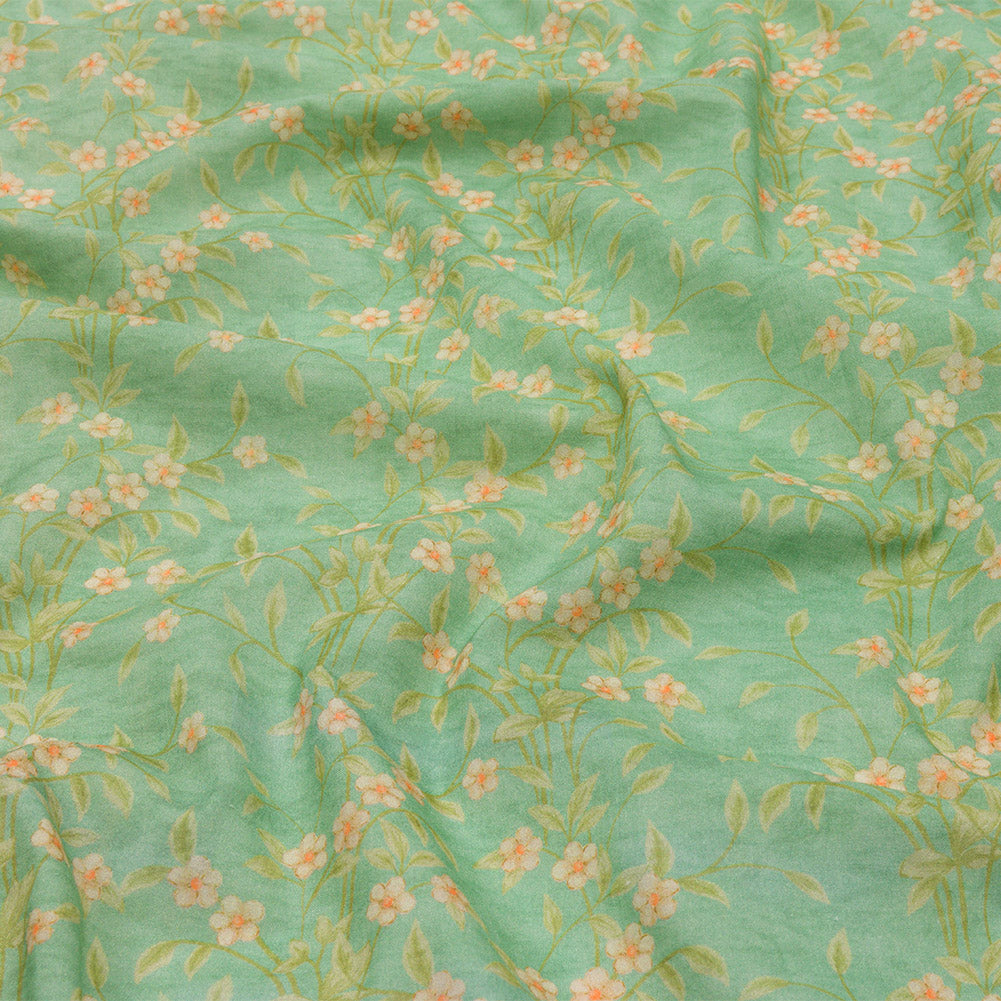 Cotton Voile - Green and Cream Floral - Flora's Crown Print - Mood Exclusive Secret Garden Collection - Joann Fabrics