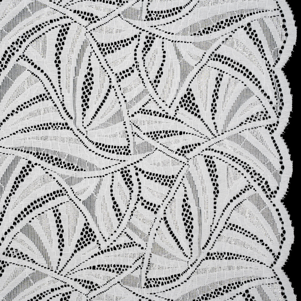Stretch Raschel Lace with Finished Edges - Ivory Flying Fans - Joann Fabrics