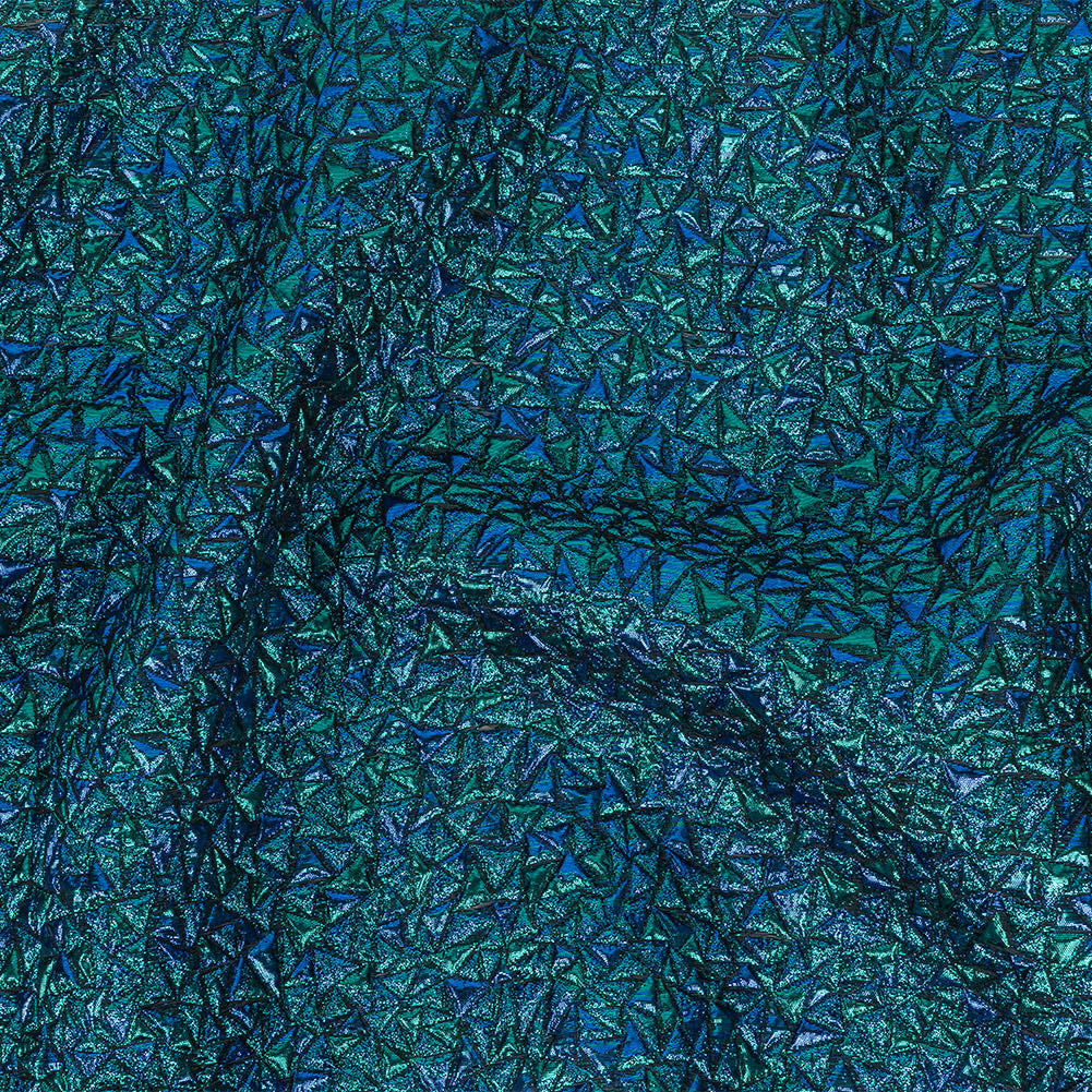 Mood Exclusive Metallic Royal Blue and Teal Tactile Triangles Luxury Brocade - Joann Fabrics
