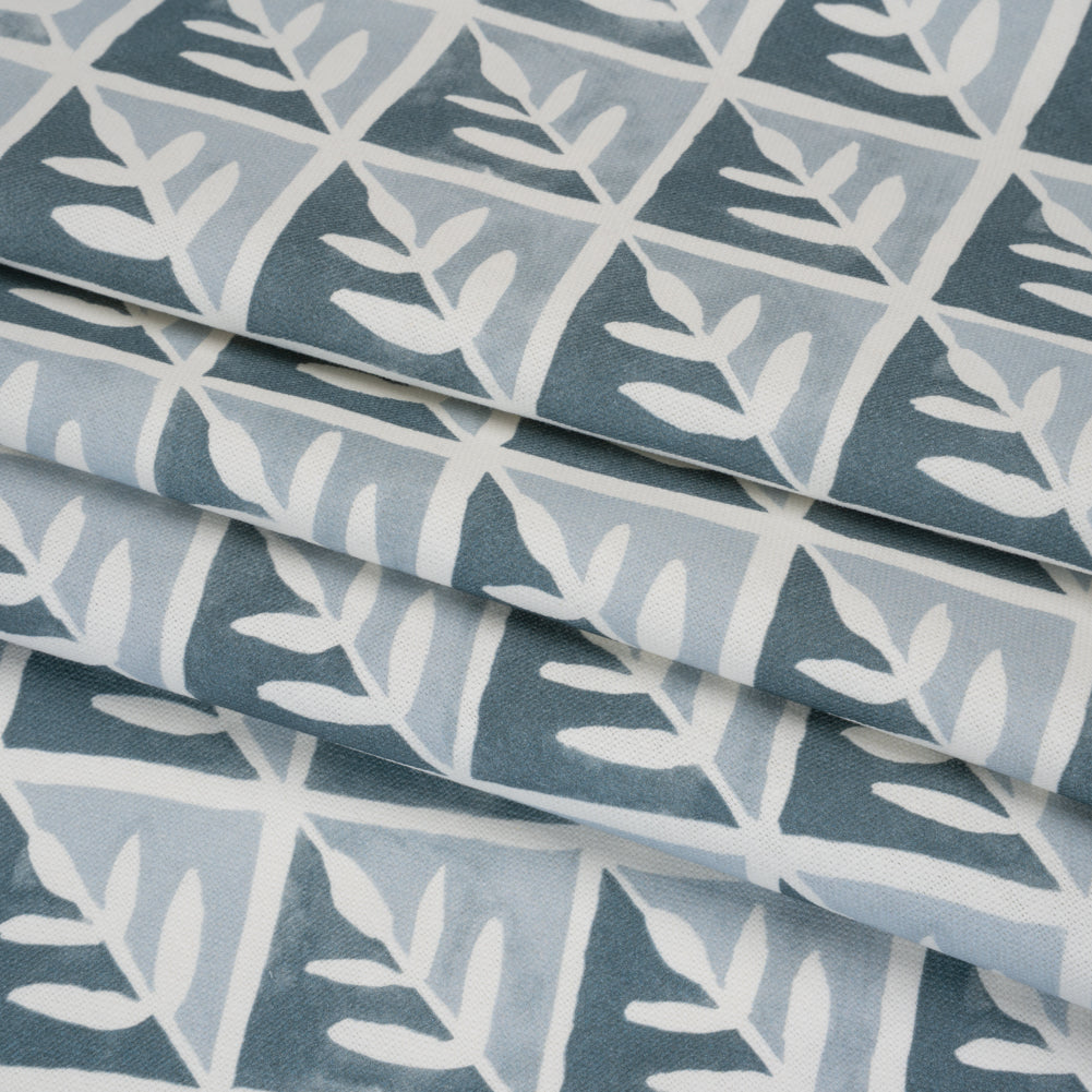 Brushed Cotton and Linen Canvas Print - Denim Leaves in Diamonds - British Imported - Joann Fabrics