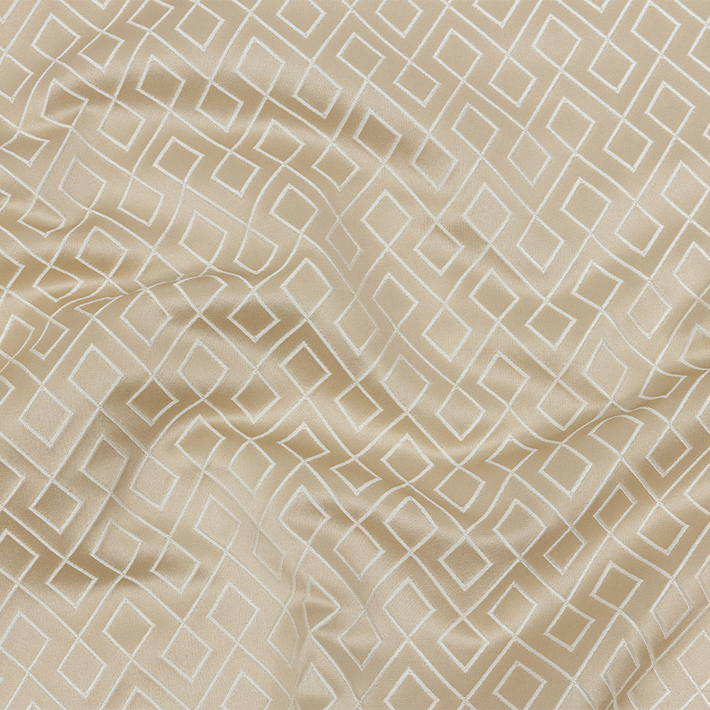 Satin-Faced Jacquard - Champagne Diamond Fret - British Imported - Joann Fabrics