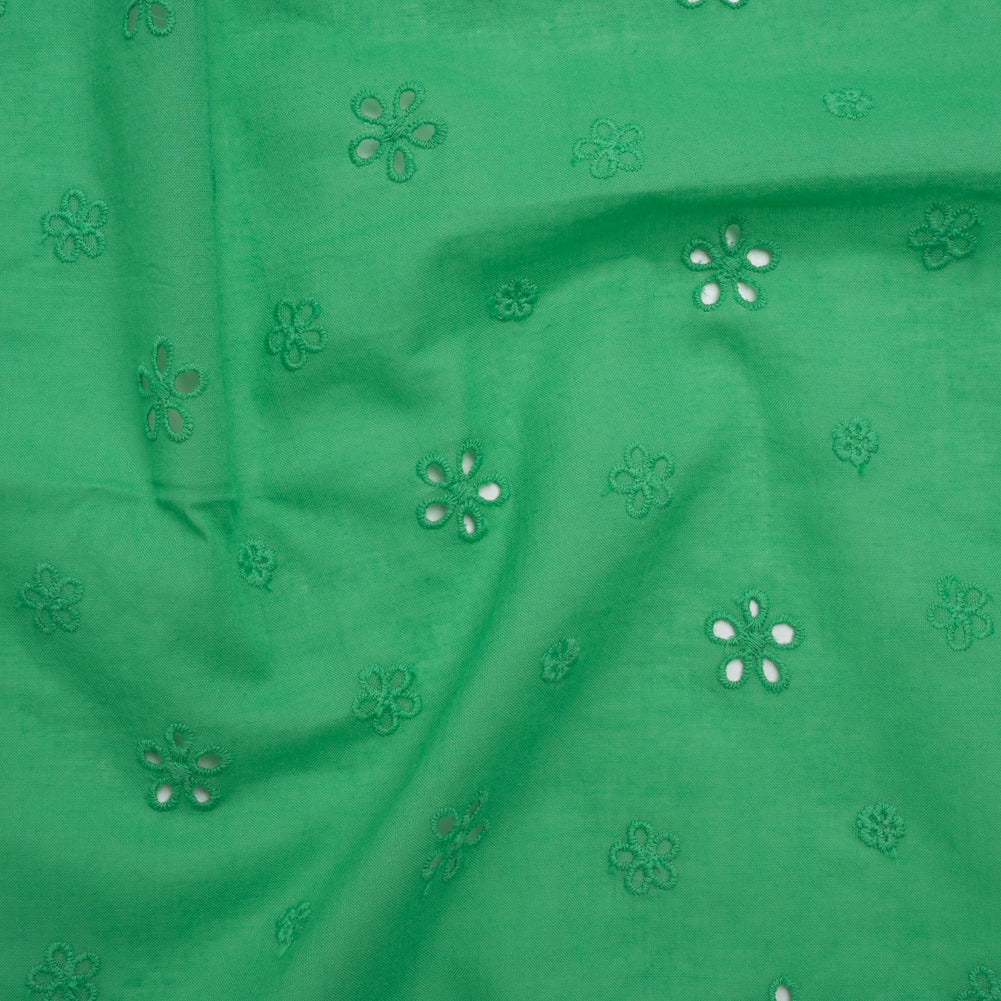 Embroidered Eyelet Cotton Voile - Ming Green Floating Flowers - Naomi Collection - Joann Fabrics