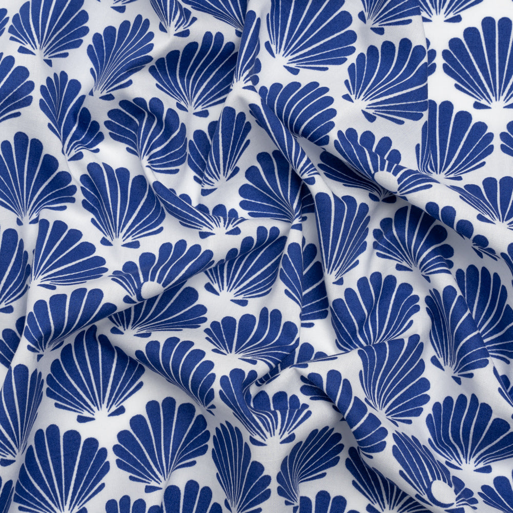 Cotton and Rayon Shirting - Blue and White Seashells - Joann Fabrics