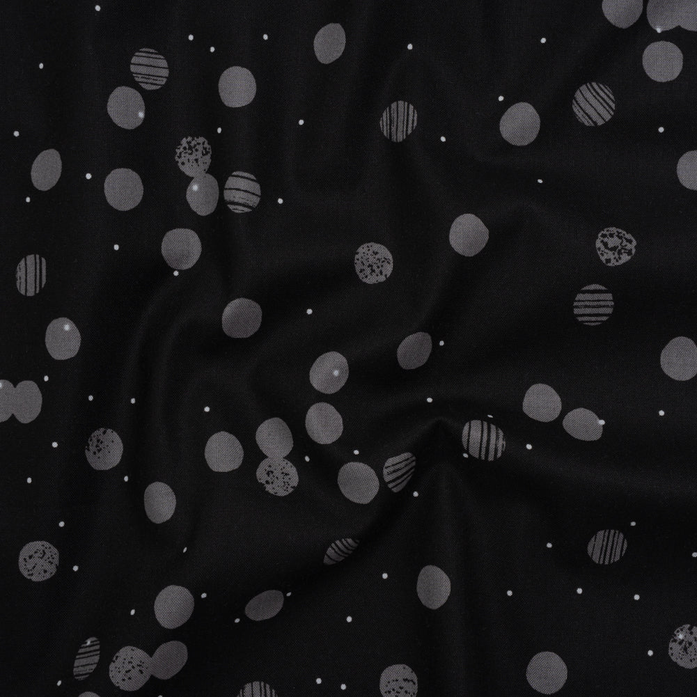 Printed Quilting Cotton by Ghazal Razavi for FIGO Studio - Black Snow Textured Circles and Spots - Seasons Basics Collection - Joann Fabrics