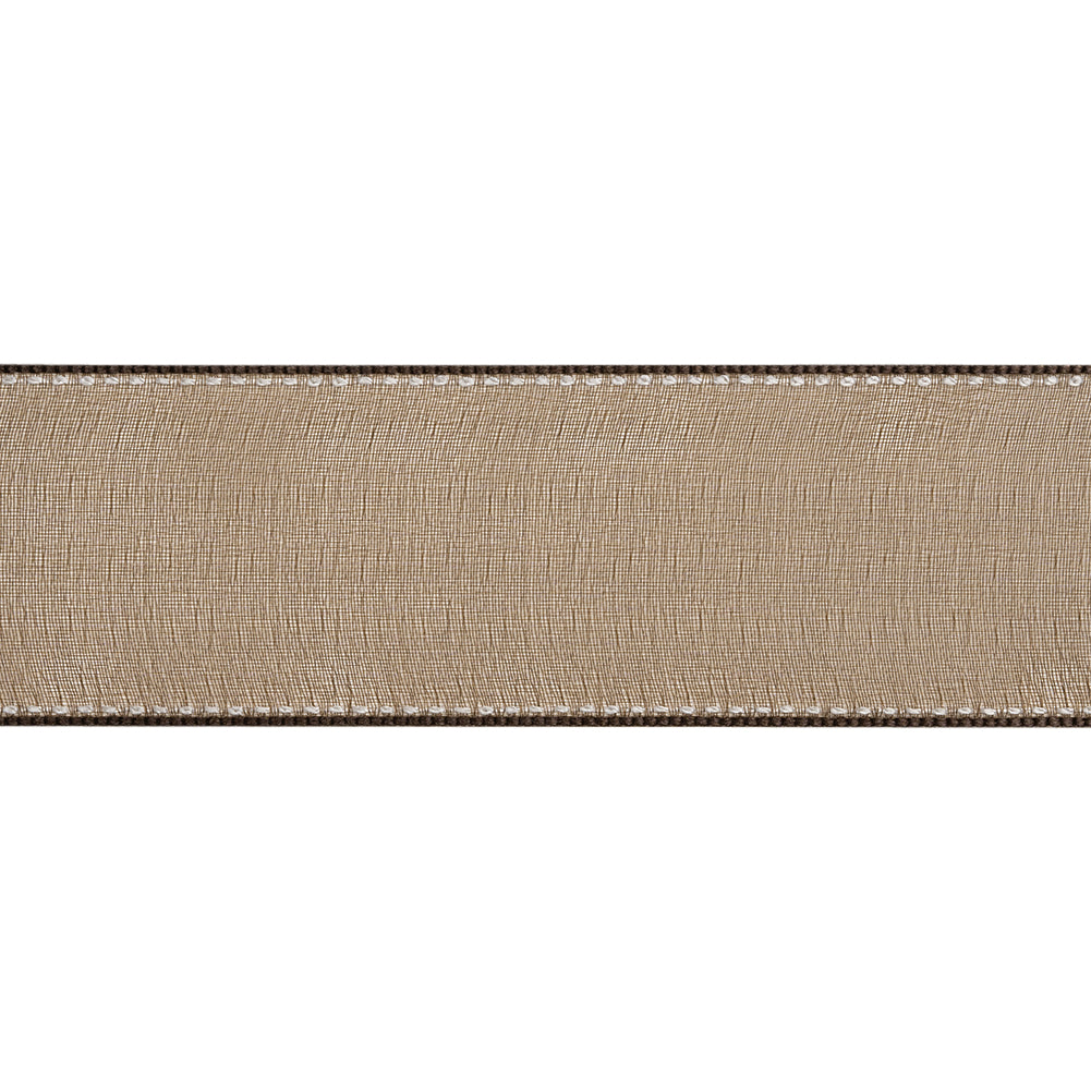 Sheer Ribbon with White Stitched Border - 1.625