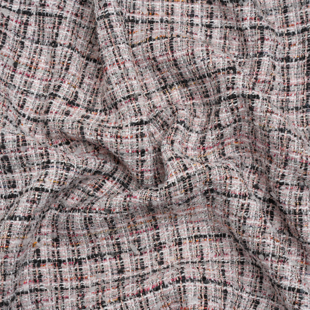 Pink, Black and White Checked Cotton and Acrylic Tweed - Joann Fabrics