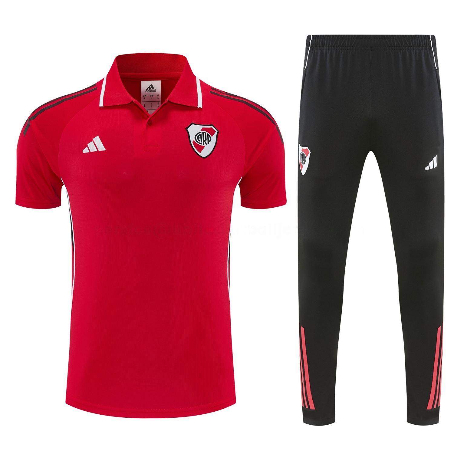 River Plate 25-26 POLO Short-Sleeve Training Set - Red Top and Black Pants - UnitedFutballJersey