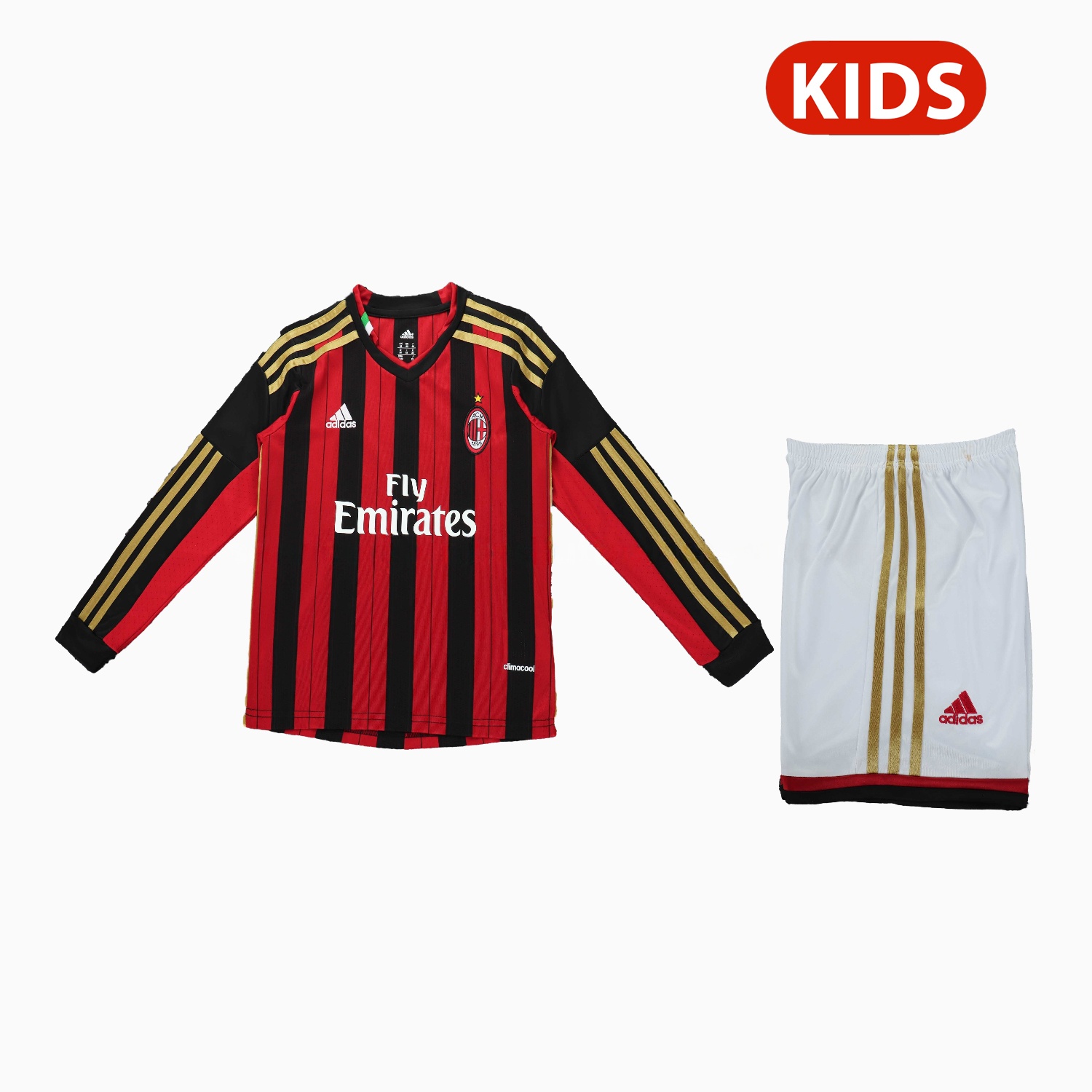 Retro AC Milan 2013-14 Home Long Sleeves Kids Kit - UnitedFutballJersey