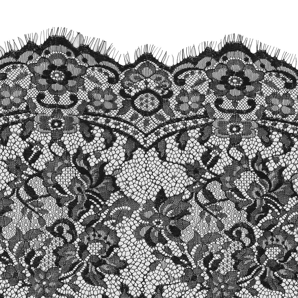 Black Wide Floral Lace with Eyelash Edges - Joann Fabrics