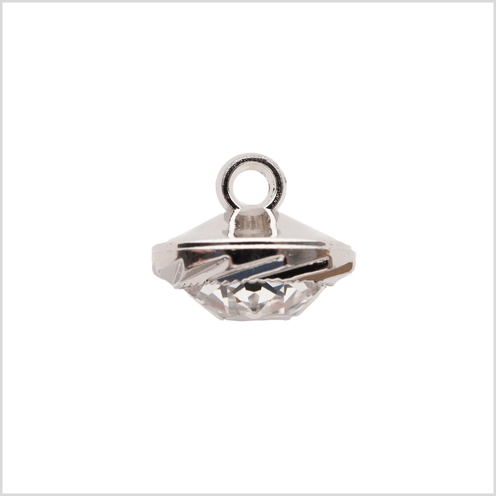 Italian Silver Plastic/Rhinestone Shank Back Button - 22L/14mm - Joann Fabrics