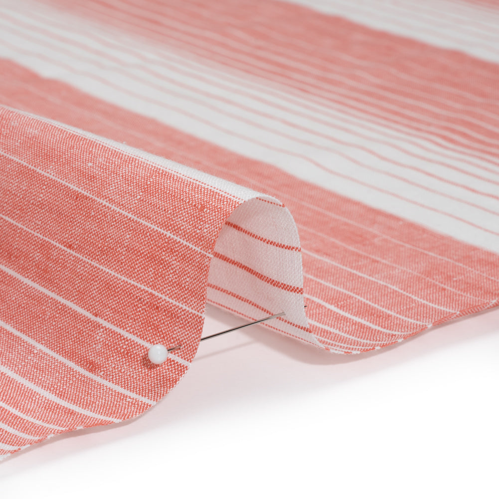Medium Weight Linen Woven - Coral Pink and White Gradient Stripes - Joann Fabrics