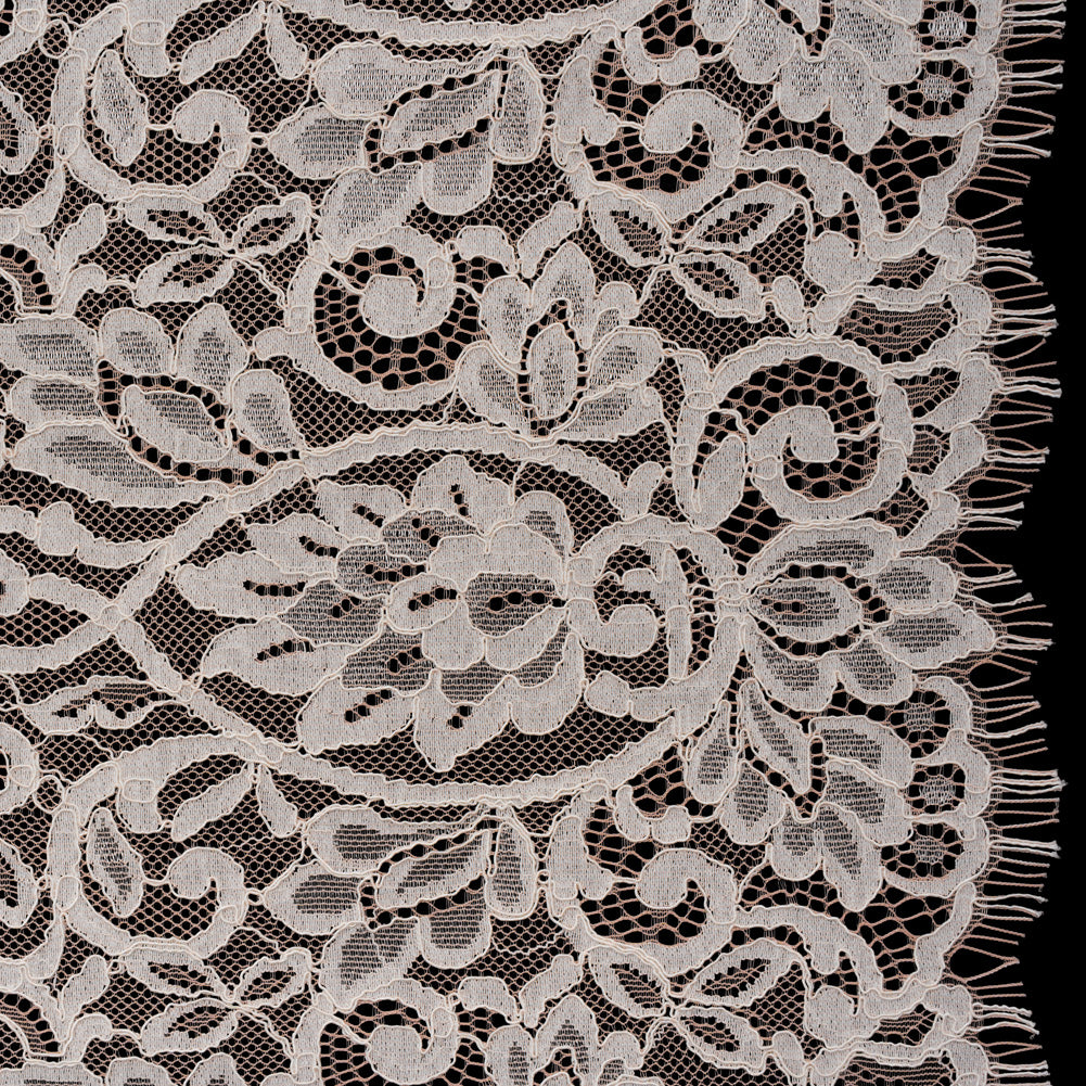 Corded Lace with Finished Edges - Pale Blush and Ivory Flowering Vines - Joann Fabrics