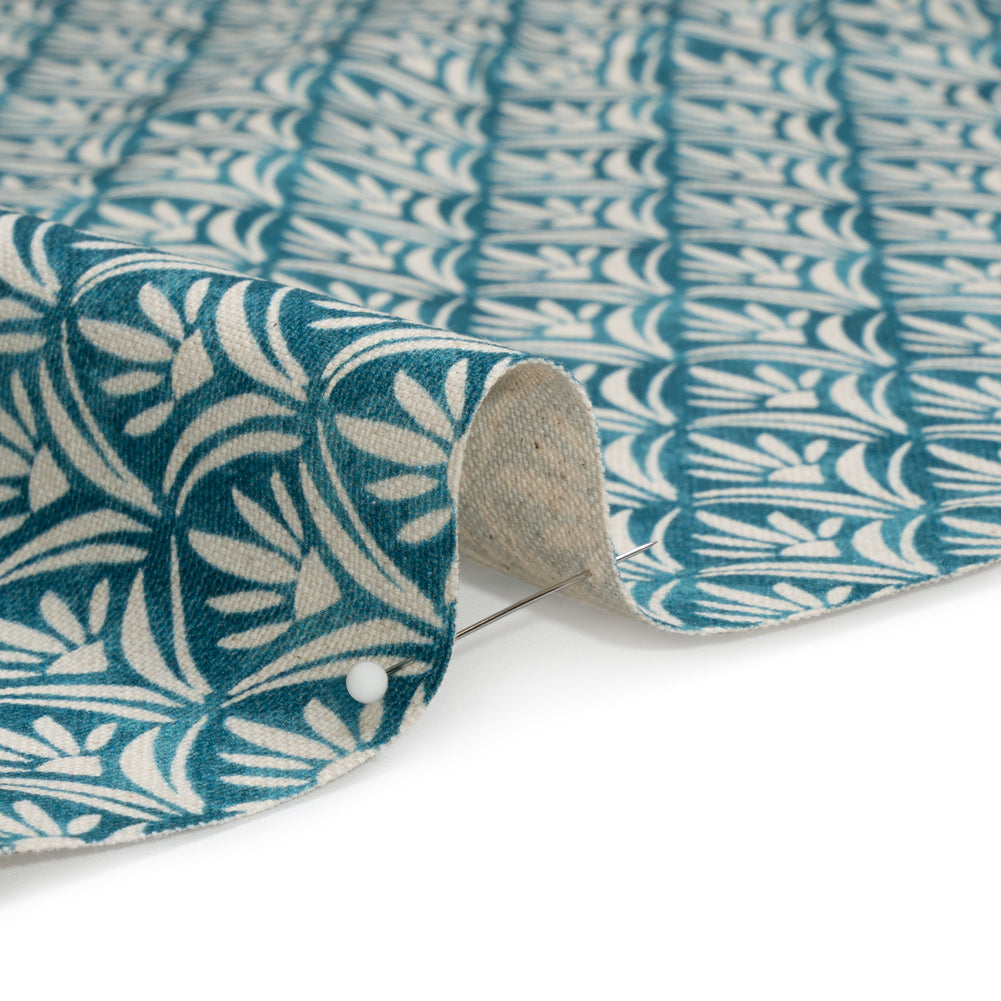 Cotton and Linen Canvas Print - Ocean Floral Arches - British Imported - Joann Fabrics