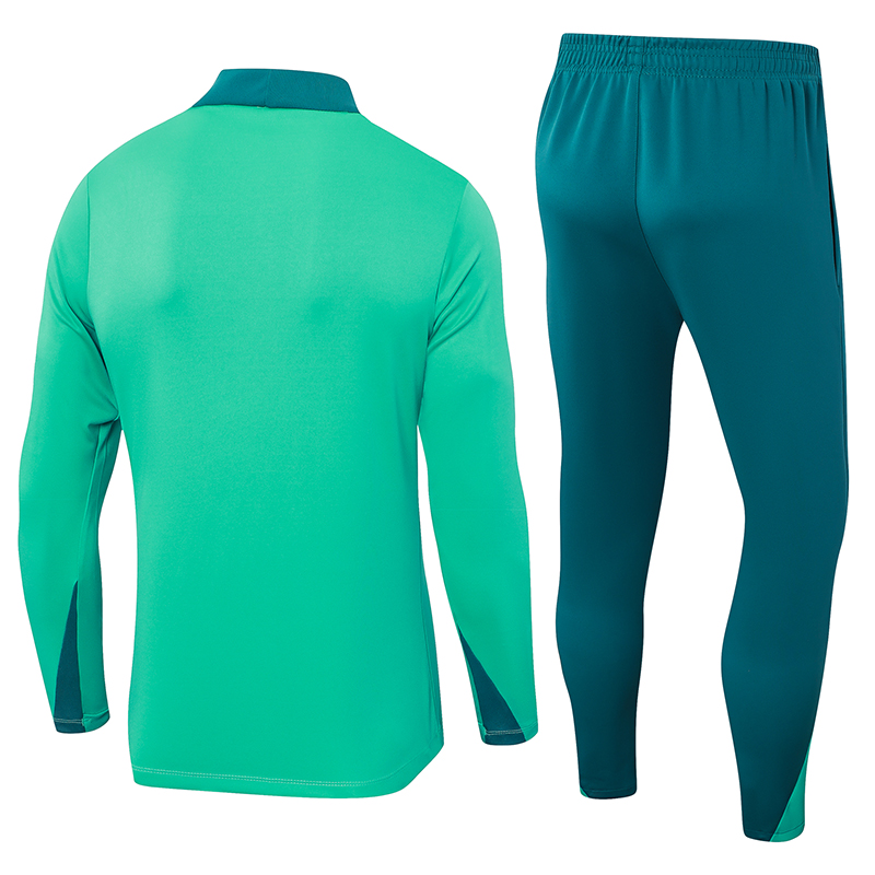 2024-2025 Portugal Half-Pull Training Suit Green Football Shirt Set