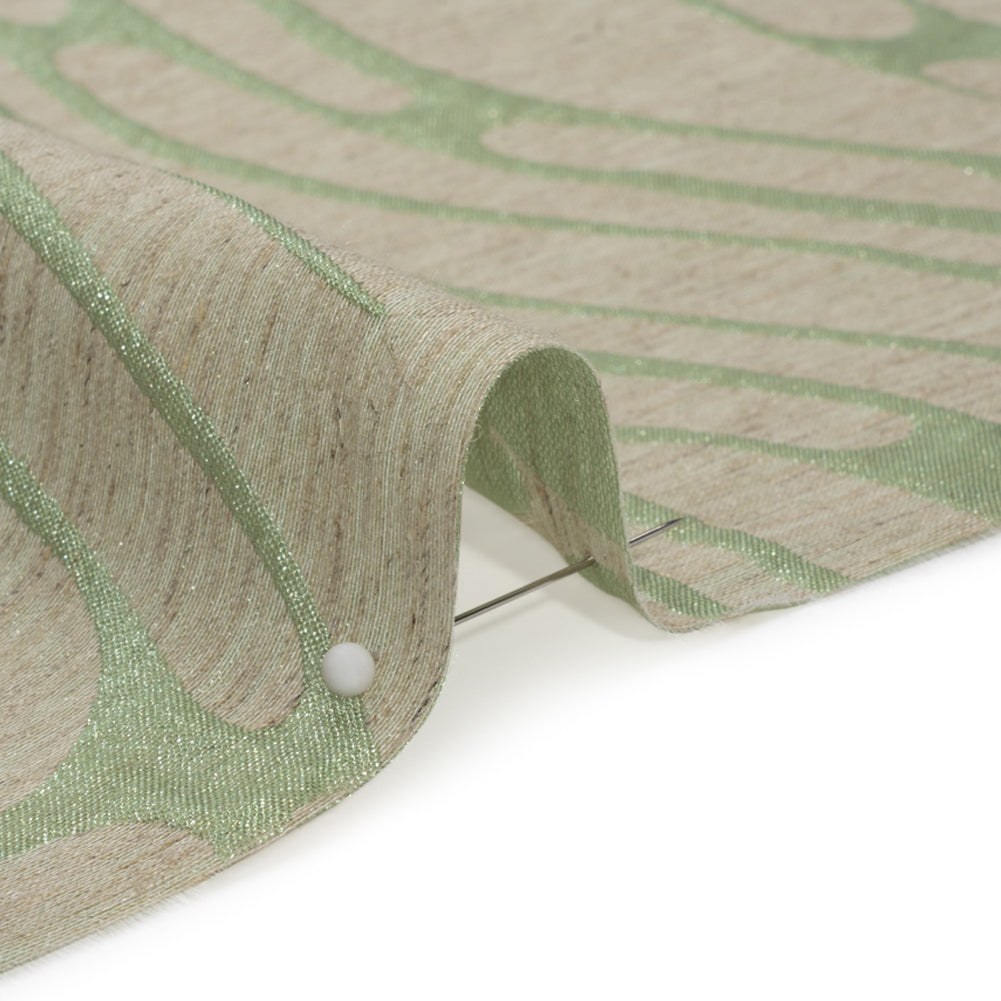 Luminous Sage Green and Heathered Beige Ripples Lightweight Polyester and Linen Brocade - Joann Fabrics