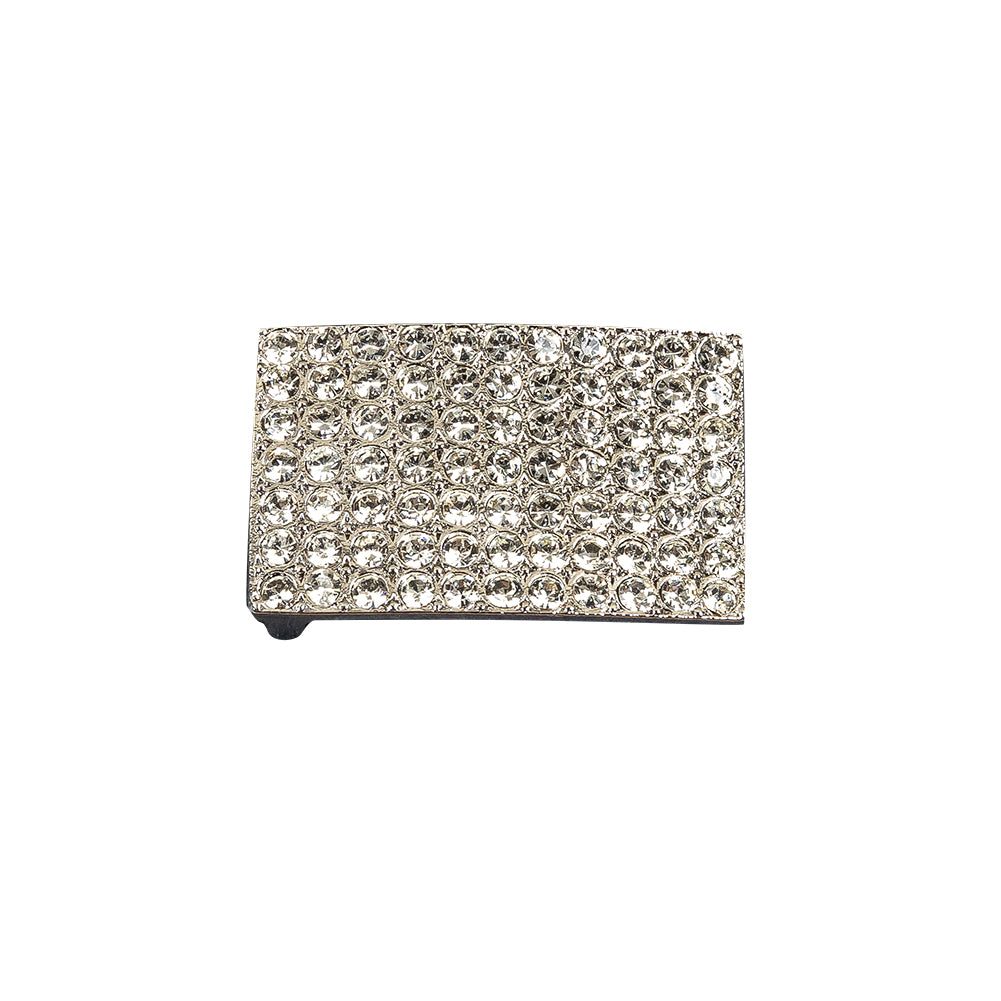 Vintage Crystal Rhinestone and Silver Rectangular Buckle - 1.125