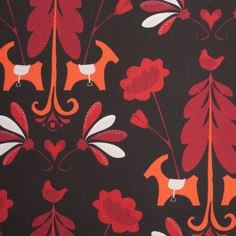Swedish Black/Red Floral Woven Cotton Print - Joann Fabrics