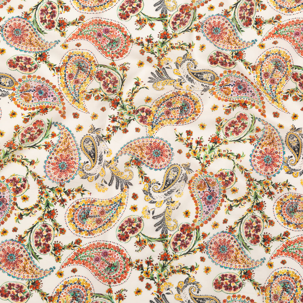 Cotton Voile - White and Red Paisley - Thought Impressions Print - Mood Exclusive Kenko Collection - Joann Fabrics