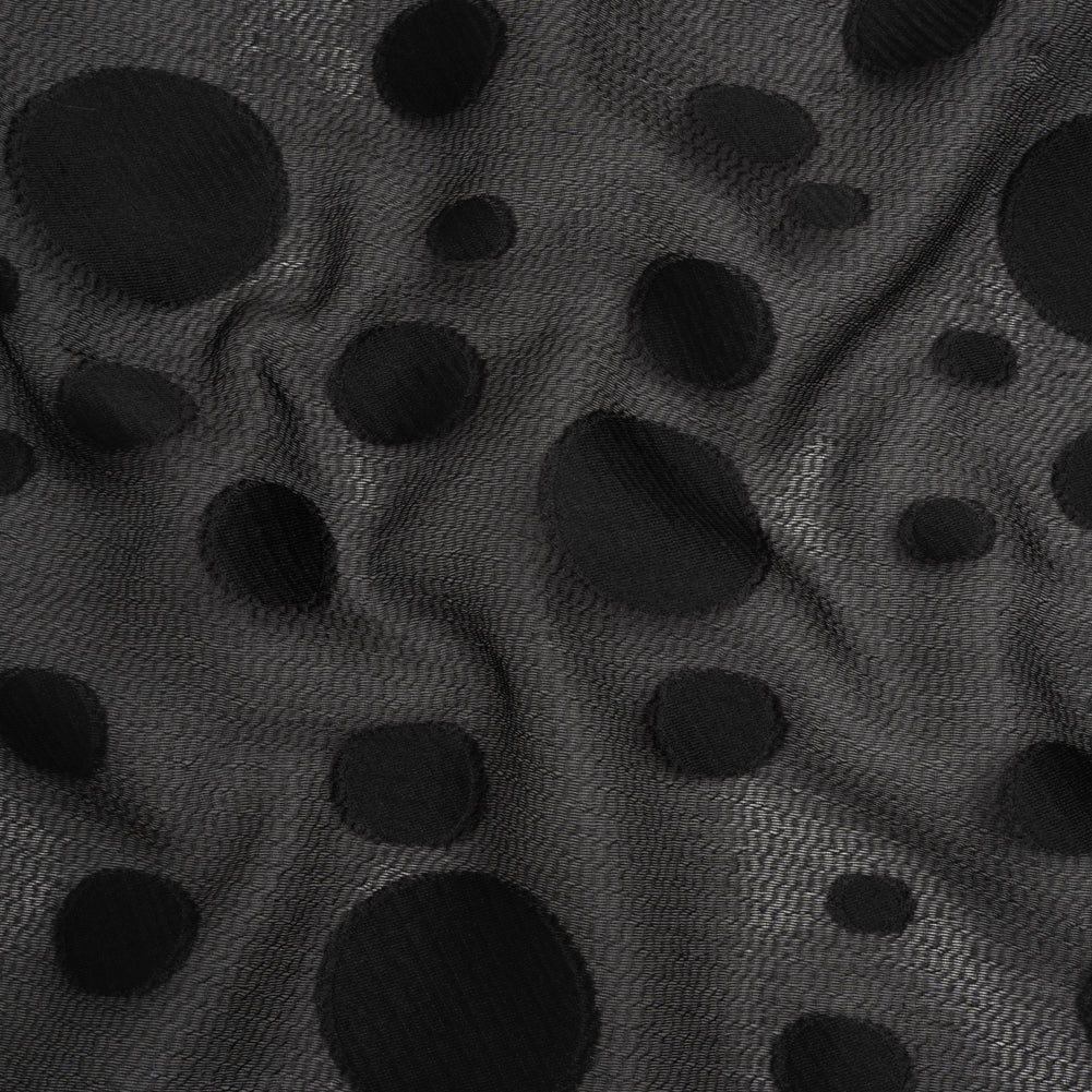 Lightweight Textured Burnout Brocade - Black on Black Polka Dots - Joann Fabrics