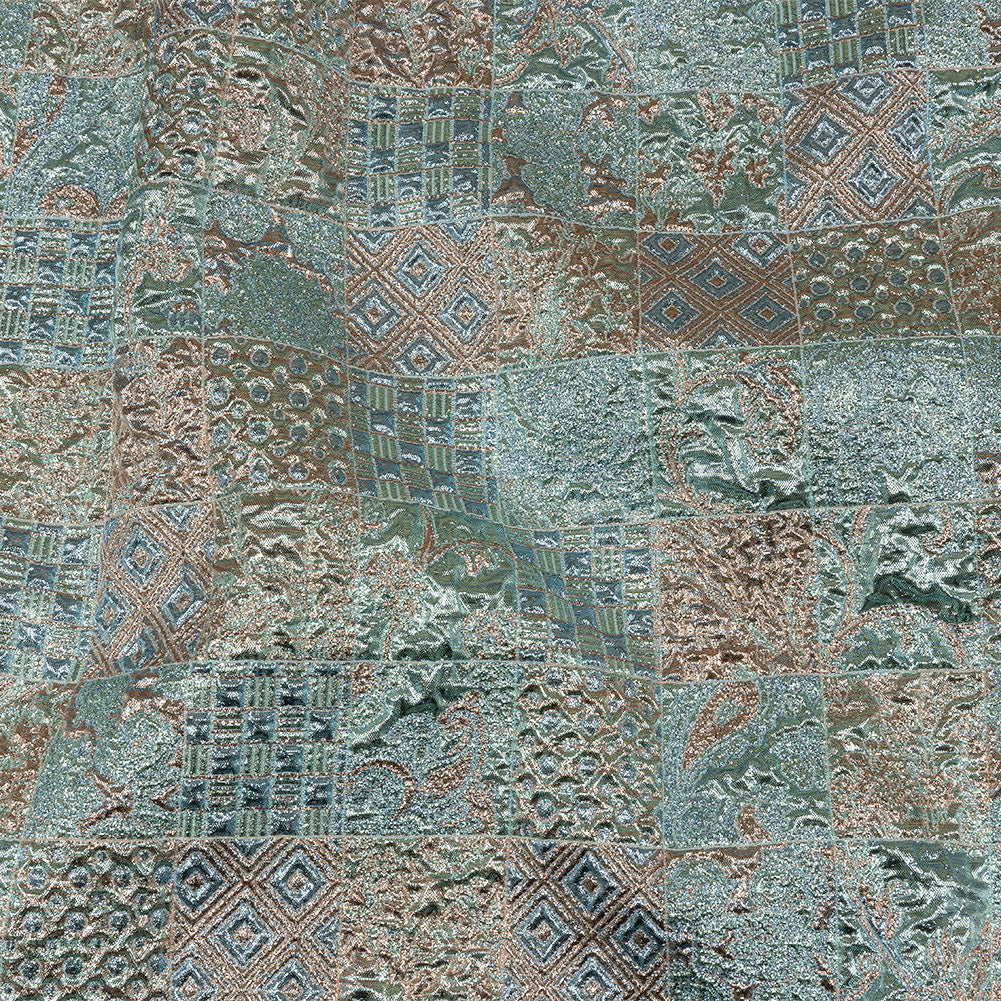 Metallic Rose Gold and Blue Glow Patchwork Luxury Brocade - Joann Fabrics