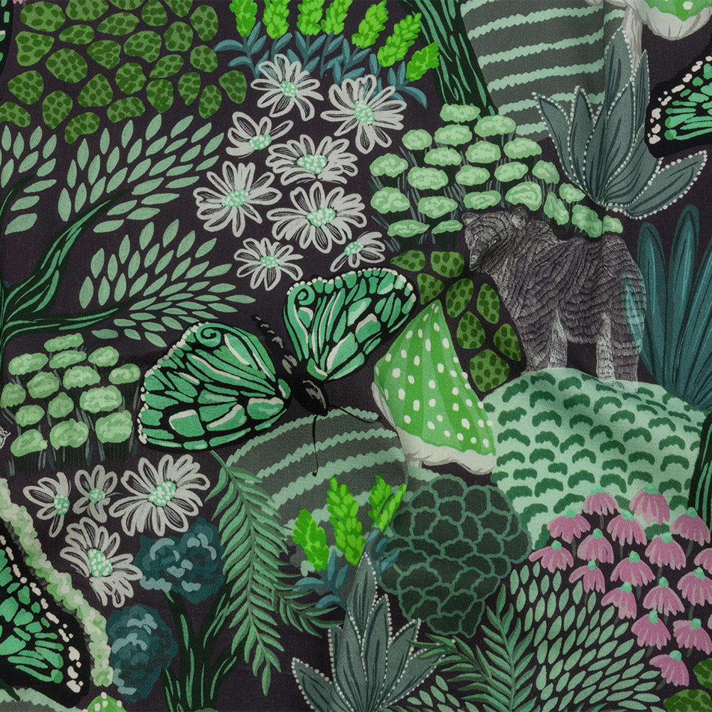 Stretch Cotton Twill Print - Green Mushrooms and Flowers - Mood Exclusive Woodland Escape - Joann Fabrics