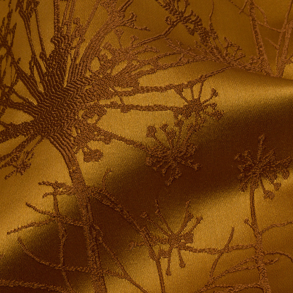 Satin-Faced Drapery Jacquard - Yellow Ochre Fennel Flowers - British Imported - Joann Fabrics