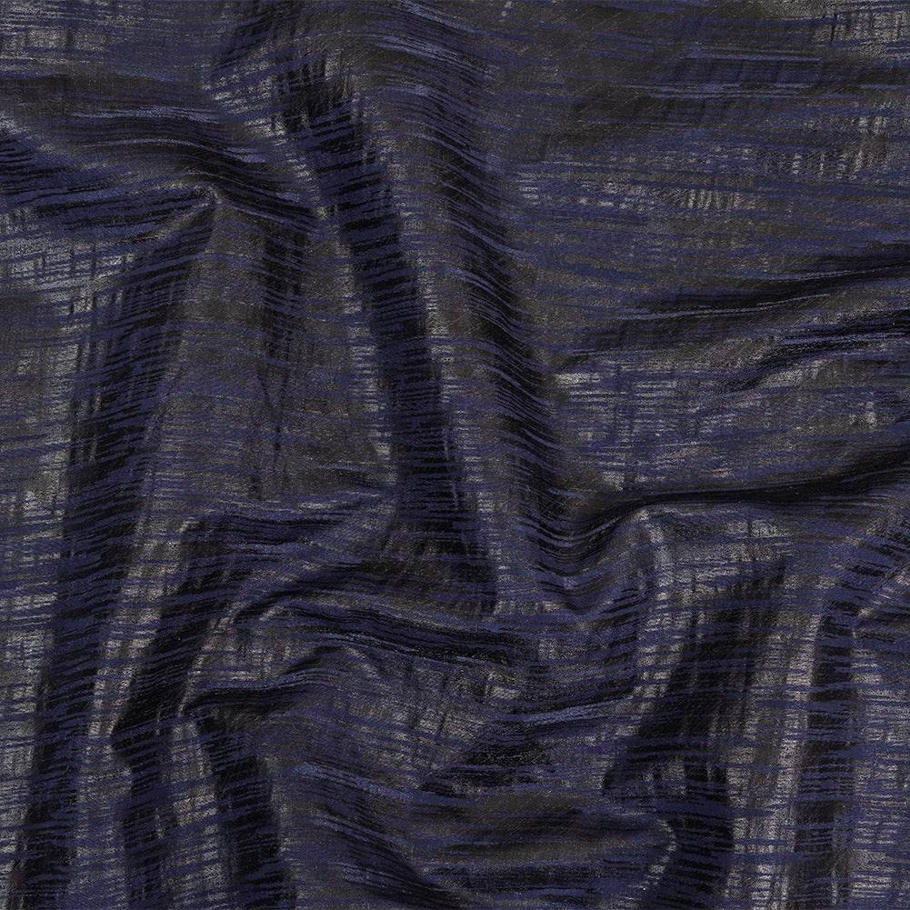 Night Sky Striped Cotton and Polyester Dobby with Gunmetal Striated Foil Topcoat - Joann Fabrics