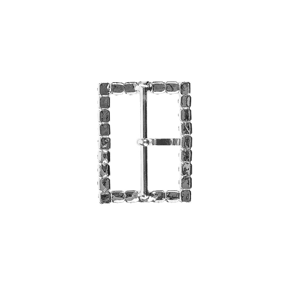 Swarovski Crystal and Silver Rectangular Rhinestone Buckle - 1.125
