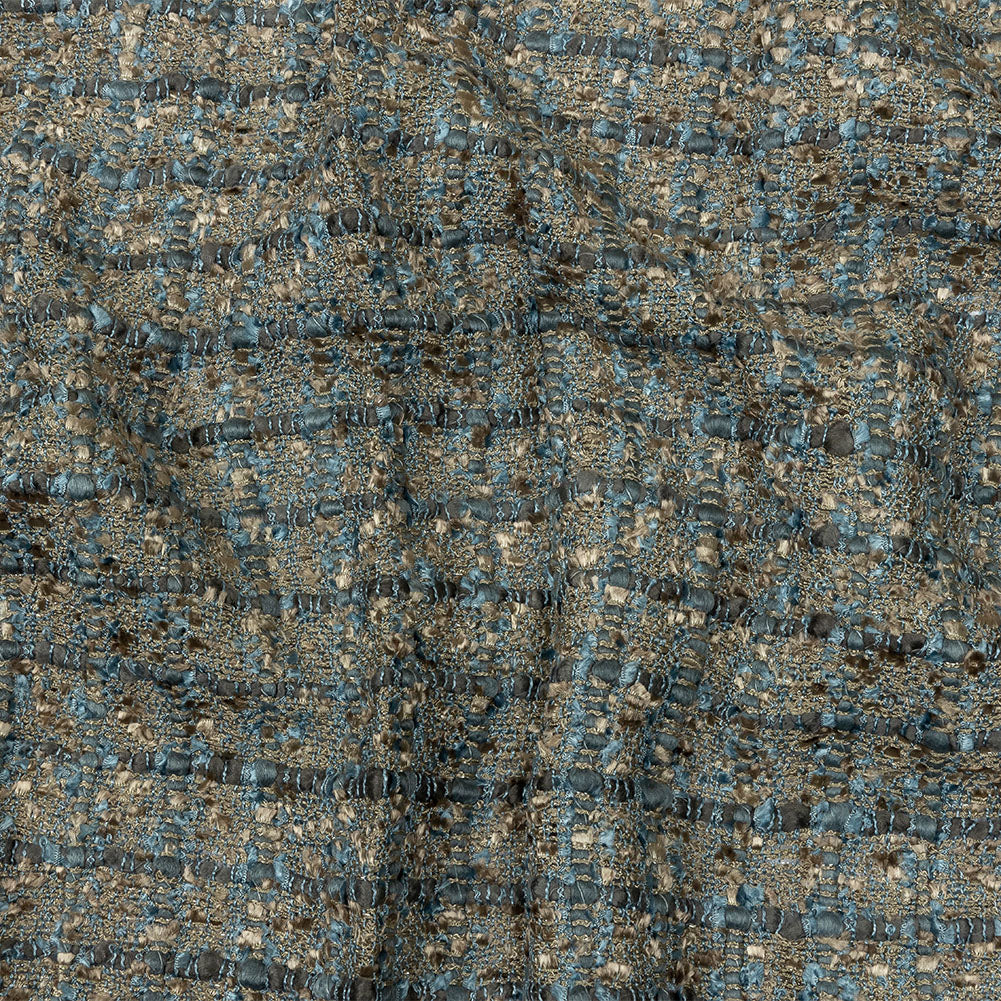 Viscose and Acrylic Chenille Tweed - Taupe and Blue Metallic - Newcastle Collection - Joann Fabrics
